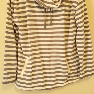 Liz Claiborne Striped Cowl Neck Sweater - Brown and Cream